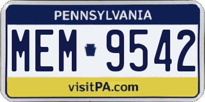 PA license plate MEM9542
