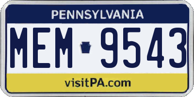 PA license plate MEM9543