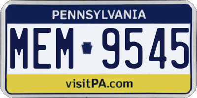 PA license plate MEM9545
