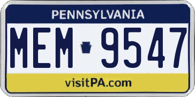 PA license plate MEM9547