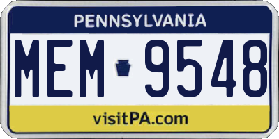 PA license plate MEM9548