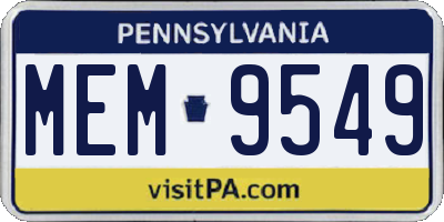 PA license plate MEM9549