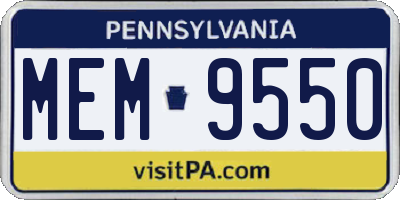 PA license plate MEM9550