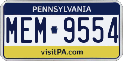 PA license plate MEM9554