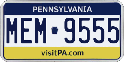 PA license plate MEM9555
