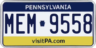 PA license plate MEM9558