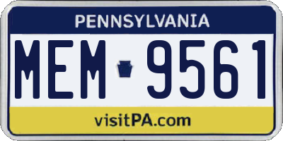 PA license plate MEM9561