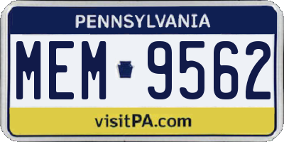 PA license plate MEM9562