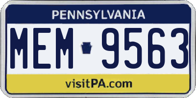 PA license plate MEM9563