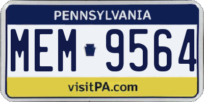 PA license plate MEM9564