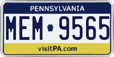 PA license plate MEM9565