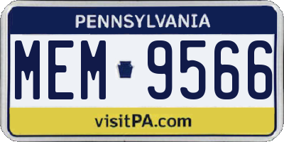 PA license plate MEM9566