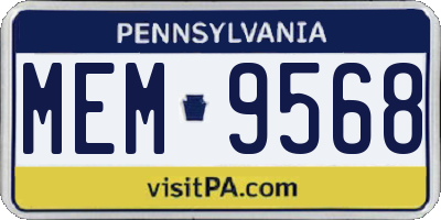 PA license plate MEM9568