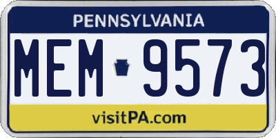 PA license plate MEM9573