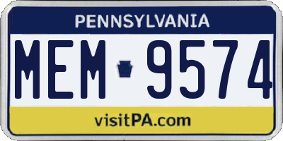 PA license plate MEM9574