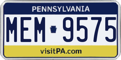 PA license plate MEM9575