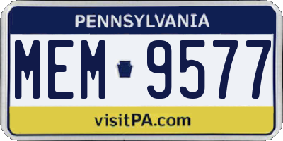 PA license plate MEM9577