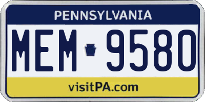PA license plate MEM9580