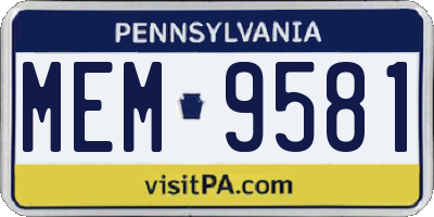 PA license plate MEM9581