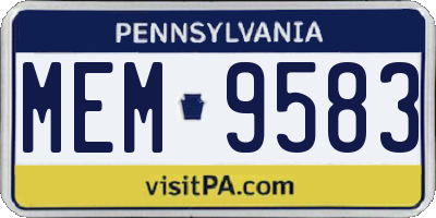 PA license plate MEM9583