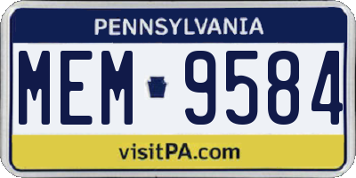 PA license plate MEM9584
