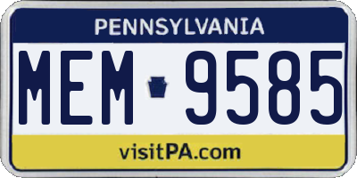 PA license plate MEM9585