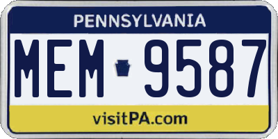 PA license plate MEM9587