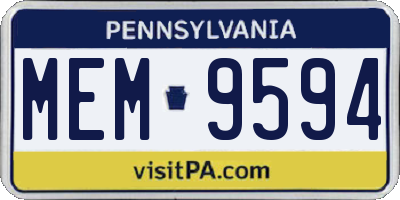 PA license plate MEM9594