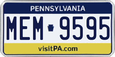 PA license plate MEM9595