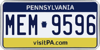 PA license plate MEM9596