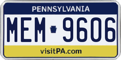 PA license plate MEM9606