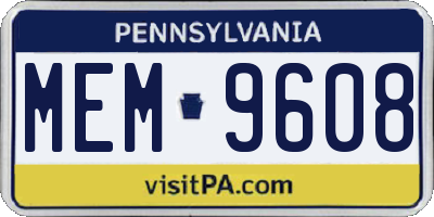 PA license plate MEM9608