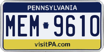 PA license plate MEM9610