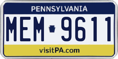 PA license plate MEM9611