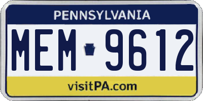 PA license plate MEM9612