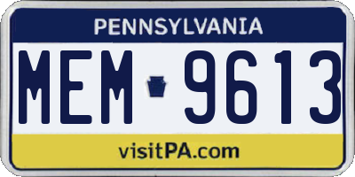 PA license plate MEM9613