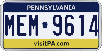 PA license plate MEM9614