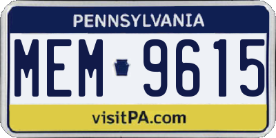 PA license plate MEM9615