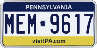 PA license plate MEM9617