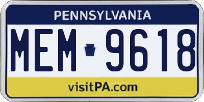 PA license plate MEM9618