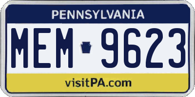 PA license plate MEM9623