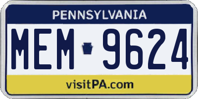 PA license plate MEM9624