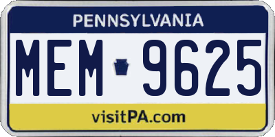 PA license plate MEM9625