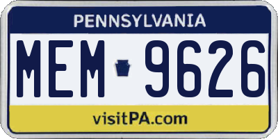 PA license plate MEM9626