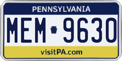 PA license plate MEM9630