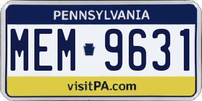 PA license plate MEM9631