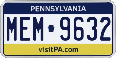 PA license plate MEM9632