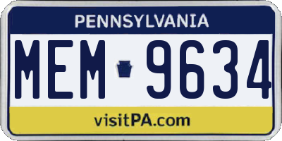 PA license plate MEM9634