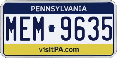 PA license plate MEM9635