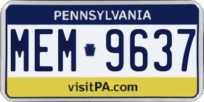 PA license plate MEM9637